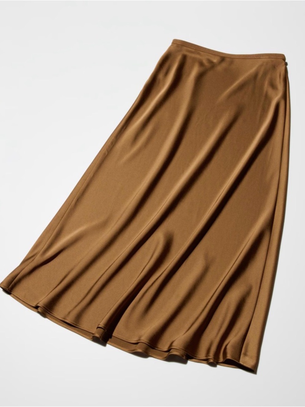 Uniqlo Women's A-Line Satin Skirt in Brown